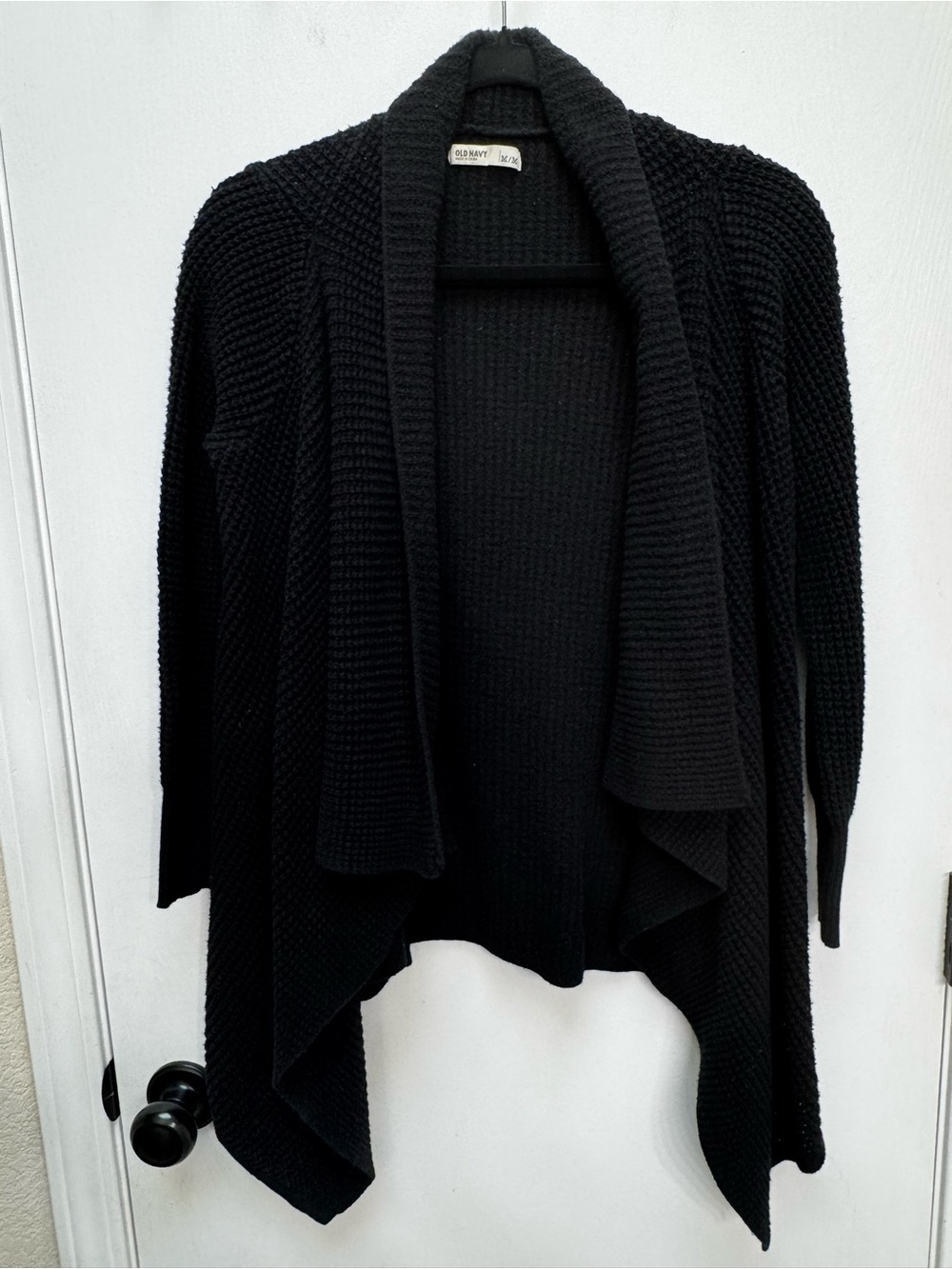 Old Navy Black Open-Front Draped Knit Cardigan